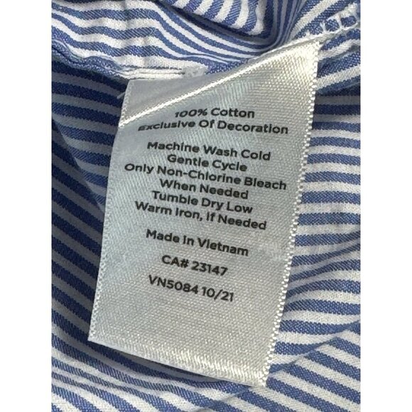 Talbots Striped Tunic Top Women's Size Small Blue White Coastal Cotton - Picture 11 of 11